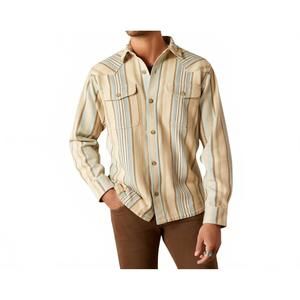 NEW ARIAT hartley retro stripe overshirt in khaki